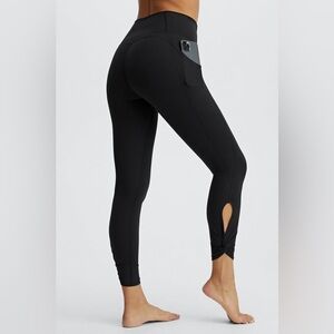 Fabletics Black High-Waist 7/8 Leggings with Ankle Twist